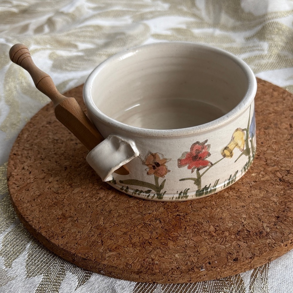 Floral Ceramic Pate Dish with Original Spreader - Picture 1 of 5